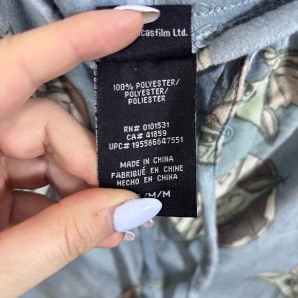 Star Wars Baby Yoda Fleece Elastic Waste Drawstring Pajama Pants Medium Soft - Picture 10 of 12